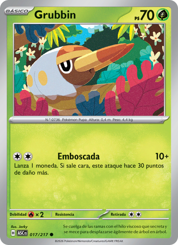 Grubbin 017 — Héroes Ascendentes (Spanish Pokémon TCG card)