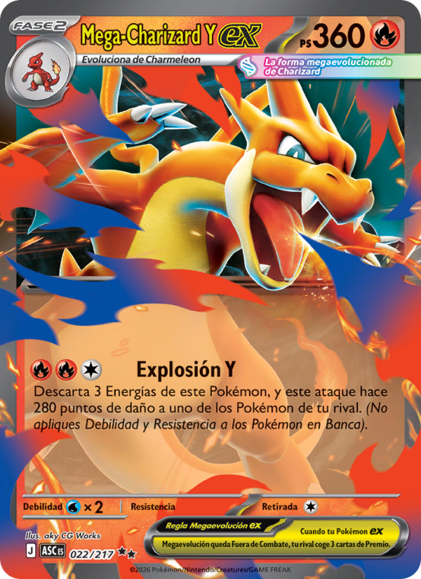 Mega-Charizard Y ex 022 — Héroes Ascendentes (Spanish Pokémon TCG card)
