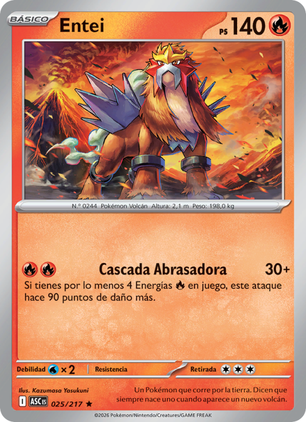 Entei 025 — Héroes Ascendentes (Spanish Pokémon TCG card)