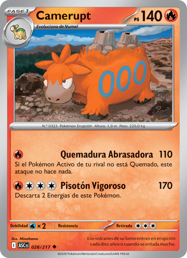 Camerupt 028 — Héroes Ascendentes (Spanish Pokémon TCG card)