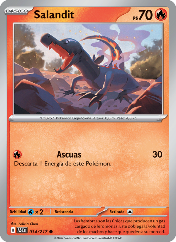 Salandit 034 — Héroes Ascendentes (Spanish Pokémon TCG card)