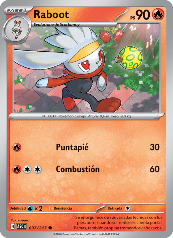 Raboot 037 — Héroes Ascendentes (Spanish Pokémon TCG card)