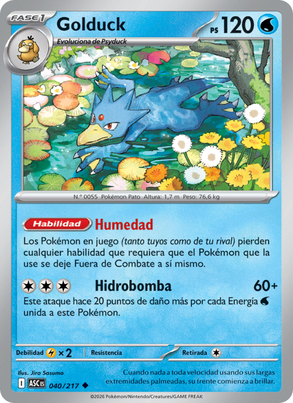 Golduck 040 — Héroes Ascendentes (Spanish Pokémon TCG card)