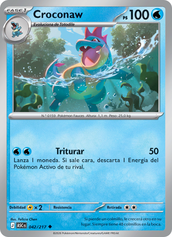 Croconaw 042 — Héroes Ascendentes (Spanish Pokémon TCG card)