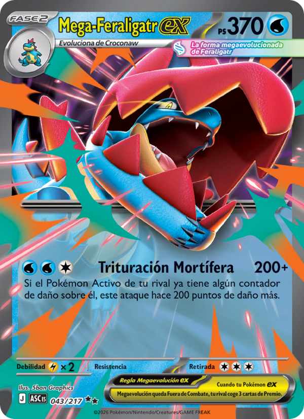 Mega-Feraligatr ex 043 — Héroes Ascendentes (Spanish Pokémon TCG card)