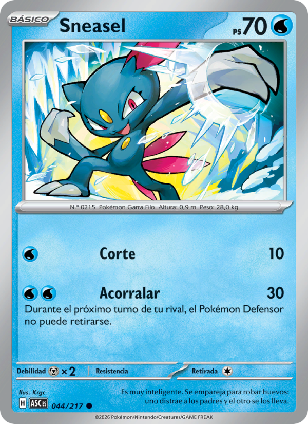 Sneasel 044 — Héroes Ascendentes (Spanish Pokémon TCG card)