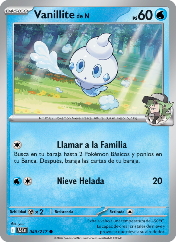 Vanillite de N 049 — Héroes Ascendentes (Spanish Pokémon TCG card)