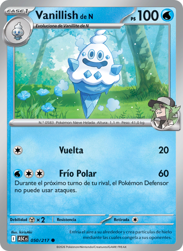 Vanillish de N 050 — Héroes Ascendentes (Spanish Pokémon TCG card)