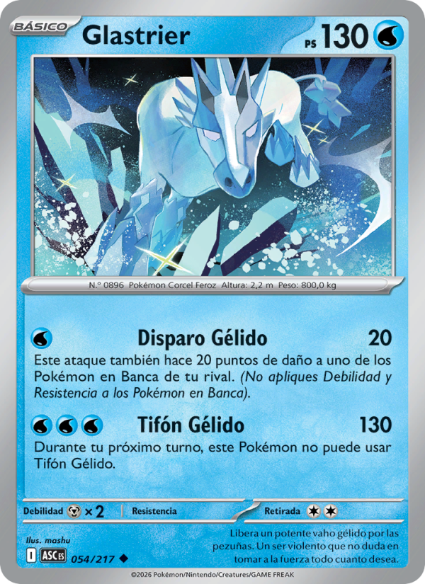 Glastrier 054 — Héroes Ascendentes (Spanish Pokémon TCG card)