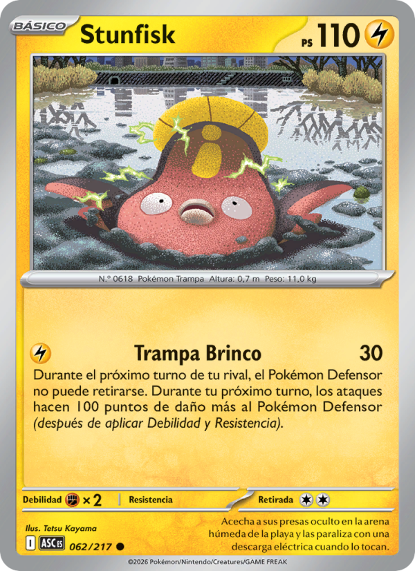 Stunfisk 062 — Héroes Ascendentes (Spanish Pokémon TCG card)