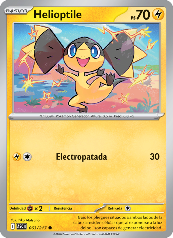 Helioptile 063 — Héroes Ascendentes (Spanish Pokémon TCG card)