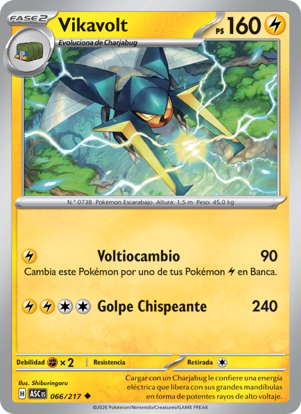 Vikavolt 066 — Héroes Ascendentes (Spanish Pokémon TCG card)