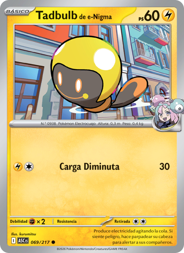 Tadbulb de e-Nigma 069 — Héroes Ascendentes (Spanish Pokémon TCG card)