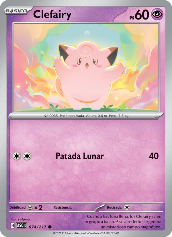Clefairy 074 — Héroes Ascendentes (Spanish Pokémon TCG card)