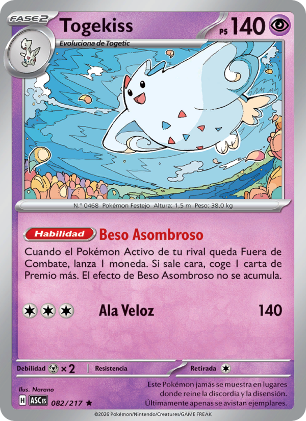 Togekiss 082 — Héroes Ascendentes (Spanish Pokémon TCG card)