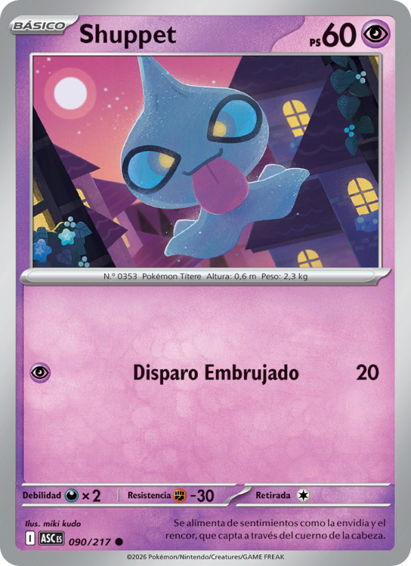 Shuppet 090 — Héroes Ascendentes (Spanish Pokémon TCG card)