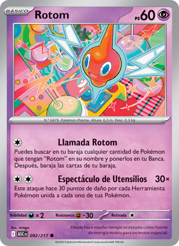 Rotom 092 — Héroes Ascendentes (Spanish Pokémon TCG card)