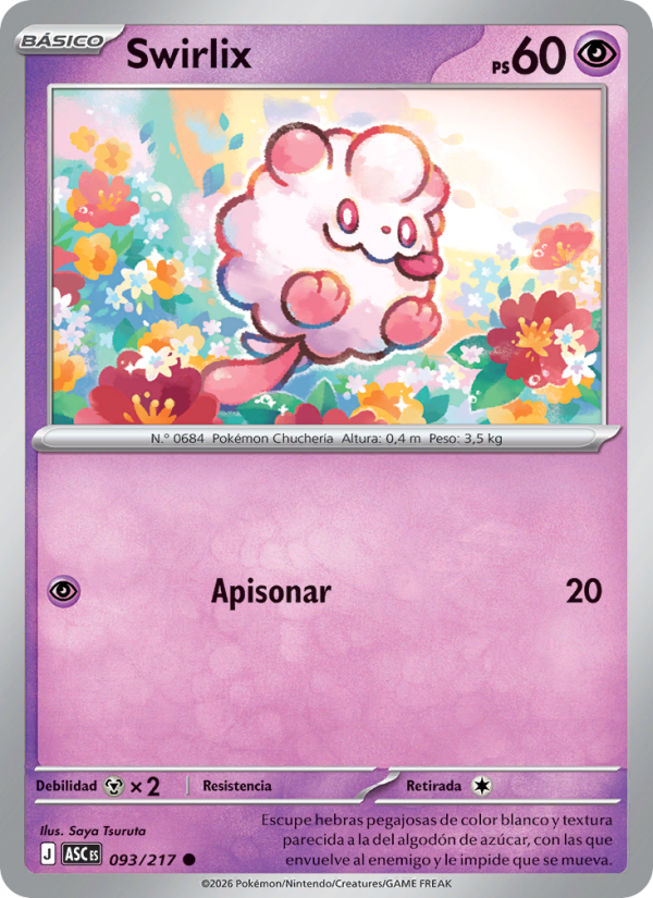 Swirlix 093 — Héroes Ascendentes (Spanish Pokémon TCG card)