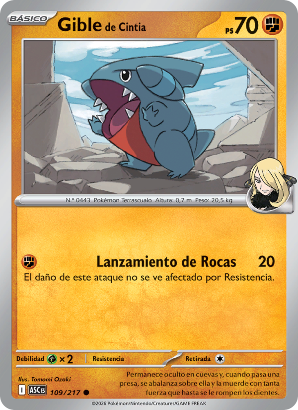 Gible de Cintia 109 — Héroes Ascendentes (Spanish Pokémon TCG card)