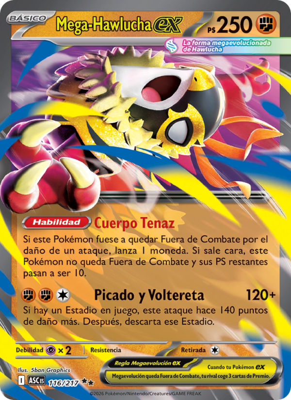 Mega-Hawlucha ex 116 — Héroes Ascendentes (Spanish Pokémon TCG card)