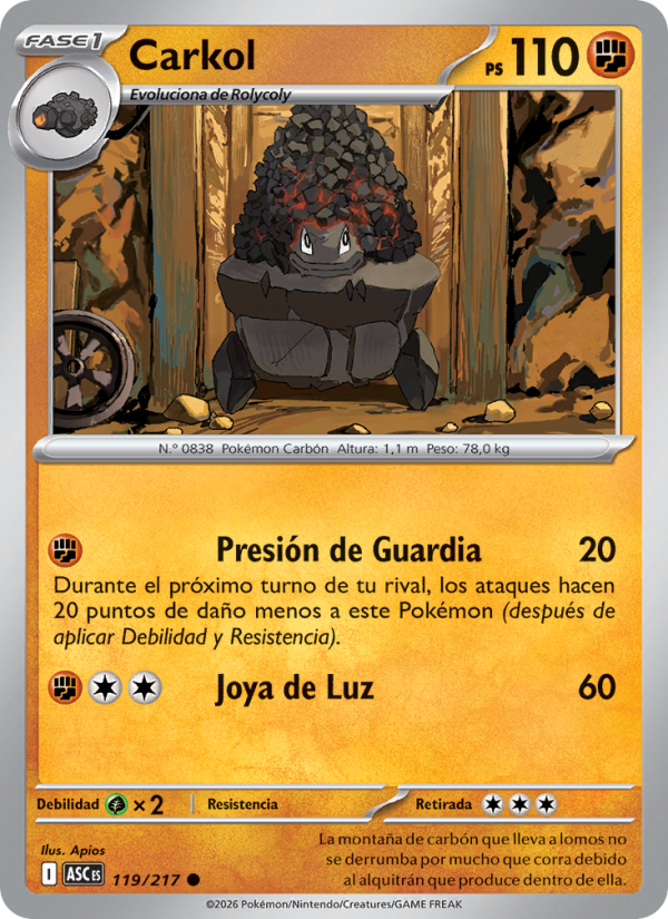 Carkol 119 — Héroes Ascendentes (Spanish Pokémon TCG card)