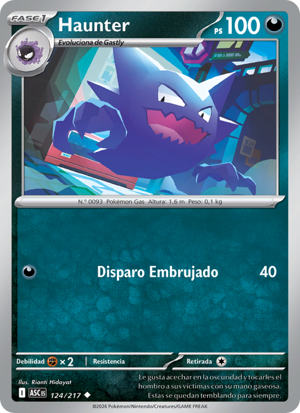 Haunter 124 — Héroes Ascendentes (Spanish Pokémon TCG card)