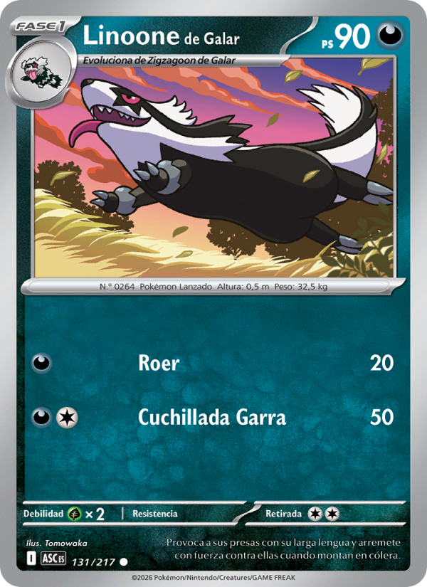 Linoone de Galar 131 — Héroes Ascendentes (Spanish Pokémon TCG card)