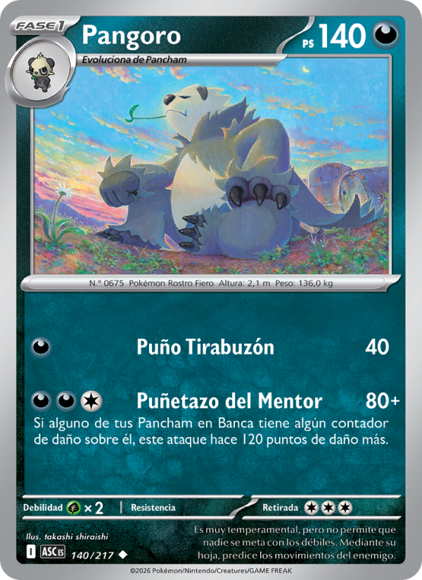 Pangoro 140 — Héroes Ascendentes (Spanish Pokémon TCG card)