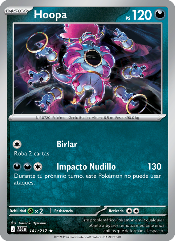 Hoopa 141 — Héroes Ascendentes (Spanish Pokémon TCG card)
