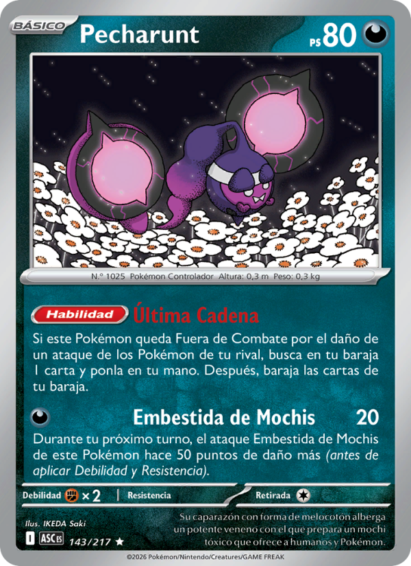 Pecharunt 143 — Héroes Ascendentes (Spanish Pokémon TCG card)