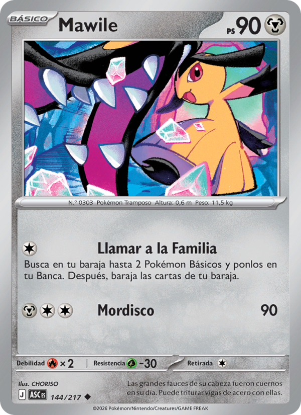 Mawile 144 — Héroes Ascendentes (Spanish Pokémon TCG card)