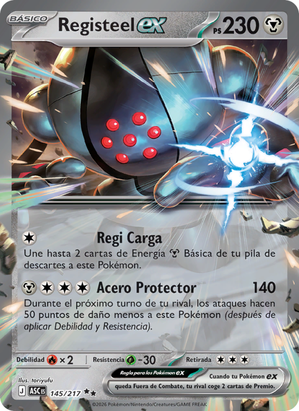Registeel ex 145 — Héroes Ascendentes (Spanish Pokémon TCG card)
