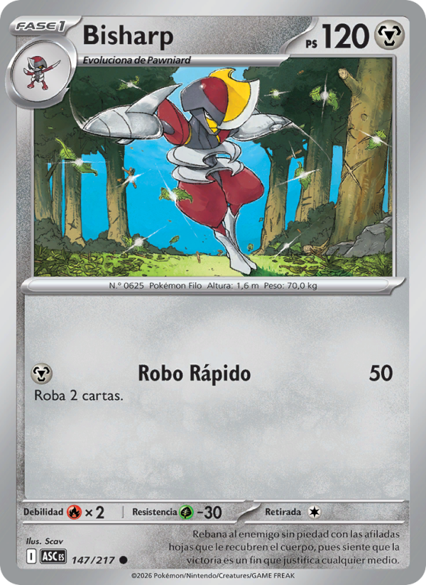 Bisharp 147 — Héroes Ascendentes (Spanish Pokémon TCG card)