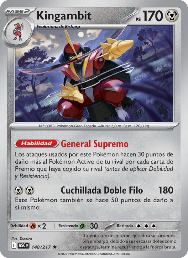 Kingambit 148 — Héroes Ascendentes (Spanish Pokémon TCG card)
