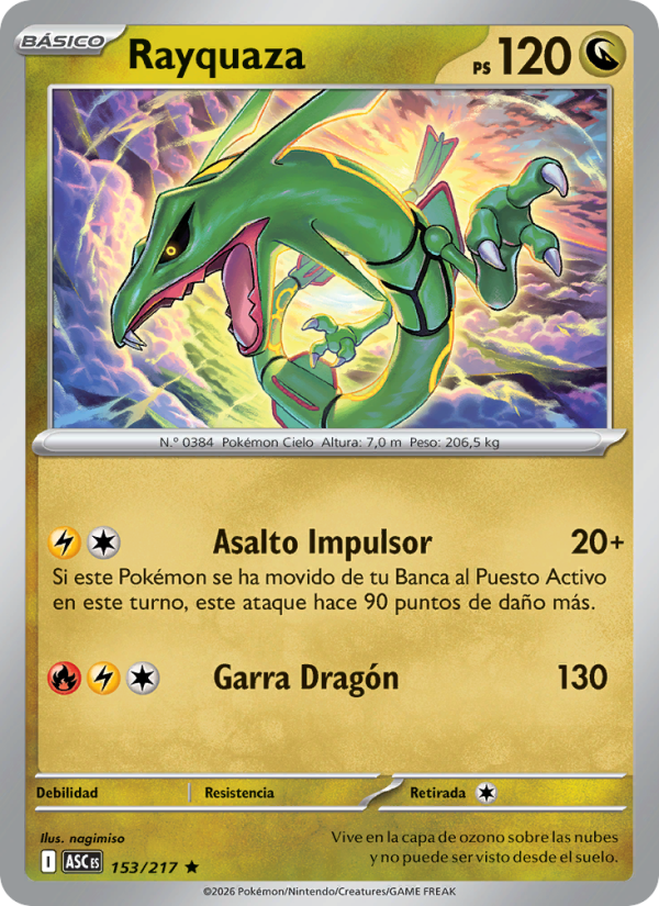 Rayquaza 153 — Héroes Ascendentes (Spanish Pokémon TCG card)