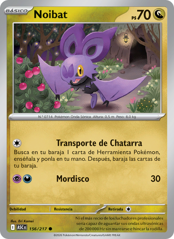 Noibat 156 — Héroes Ascendentes (Spanish Pokémon TCG card)