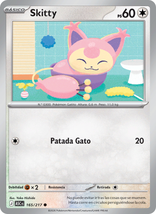 Skitty 165 — Héroes Ascendentes (Spanish Pokémon TCG card)