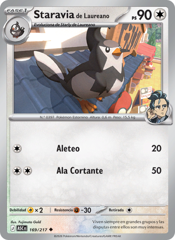 Staravia de Laureano 169 — Héroes Ascendentes (Spanish Pokémon TCG card)