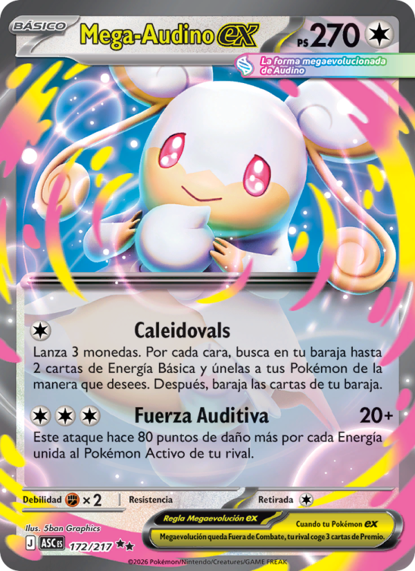 Mega-Audino ex 172 — Héroes Ascendentes (Spanish Pokémon TCG card)