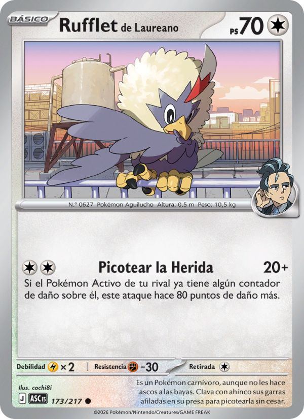 Rufflet de Laureano 173 — Héroes Ascendentes (Spanish Pokémon TCG card)