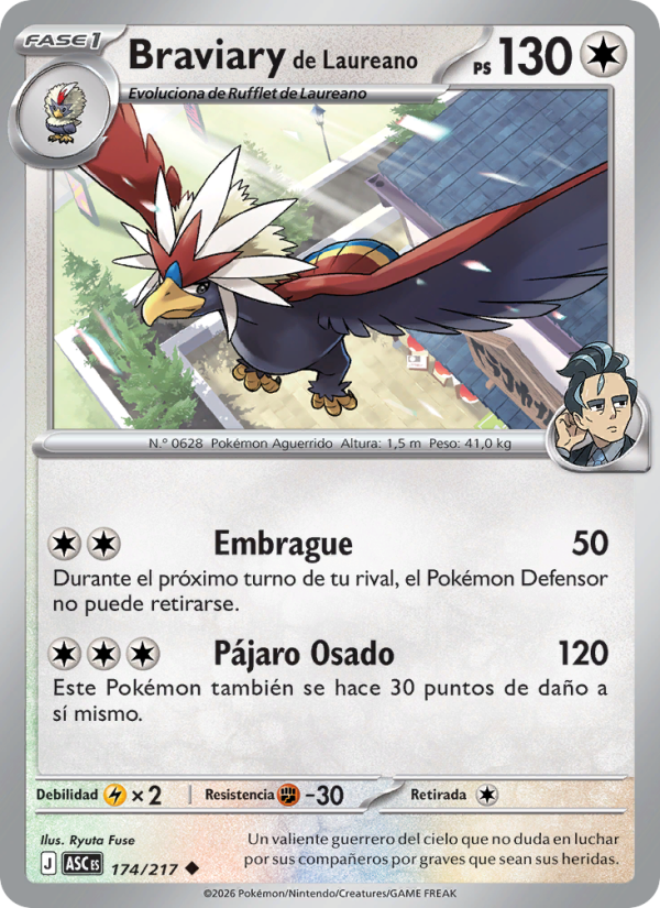 Braviary de Laureano 174 — Héroes Ascendentes (Spanish Pokémon TCG card)