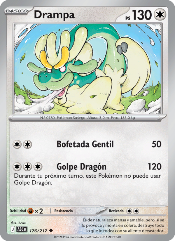 Drampa 176 — Héroes Ascendentes (Spanish Pokémon TCG card)