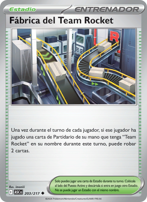 Fábrica del Team Rocket 203 — Héroes Ascendentes (Spanish Pokémon TCG card)