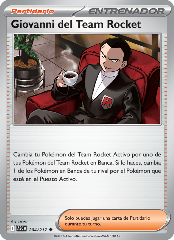 Giovanni del Team Rocket 204 — Héroes Ascendentes (Spanish Pokémon TCG card)