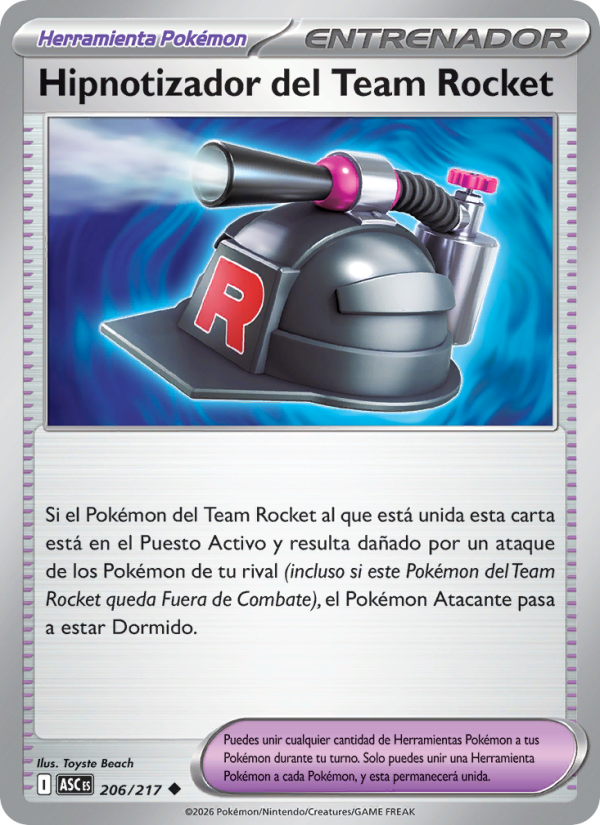 Hipnotizador del Team Rocket 206 — Héroes Ascendentes (Spanish Pokémon TCG card)