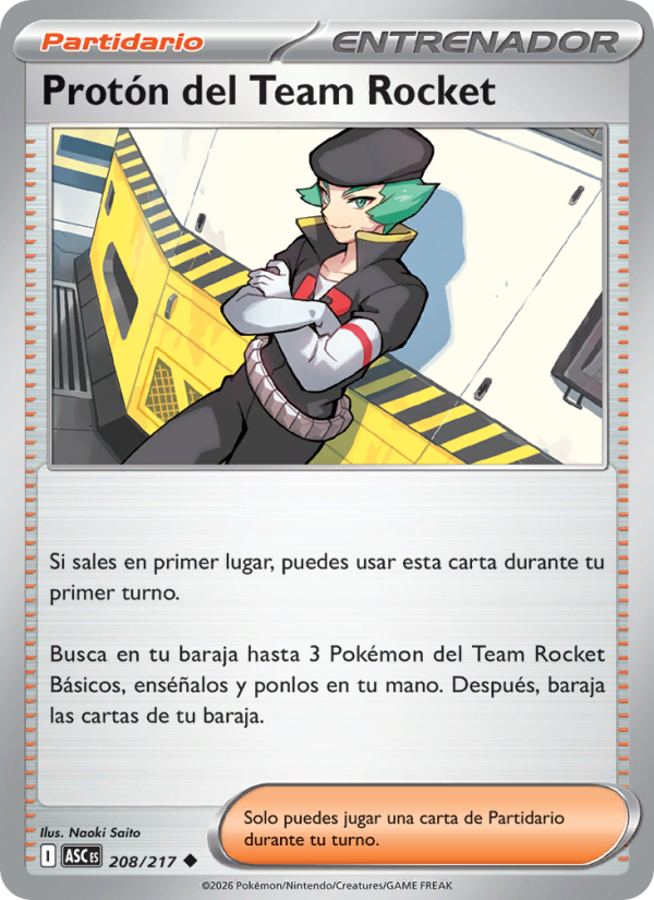 Protón del Team Rocket 208 — Héroes Ascendentes (Spanish Pokémon TCG card)