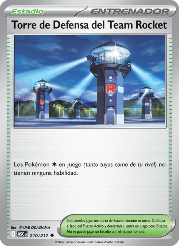 Torre de Defensa del Team Rocket 210 — Héroes Ascendentes (Spanish Pokémon TCG card)
