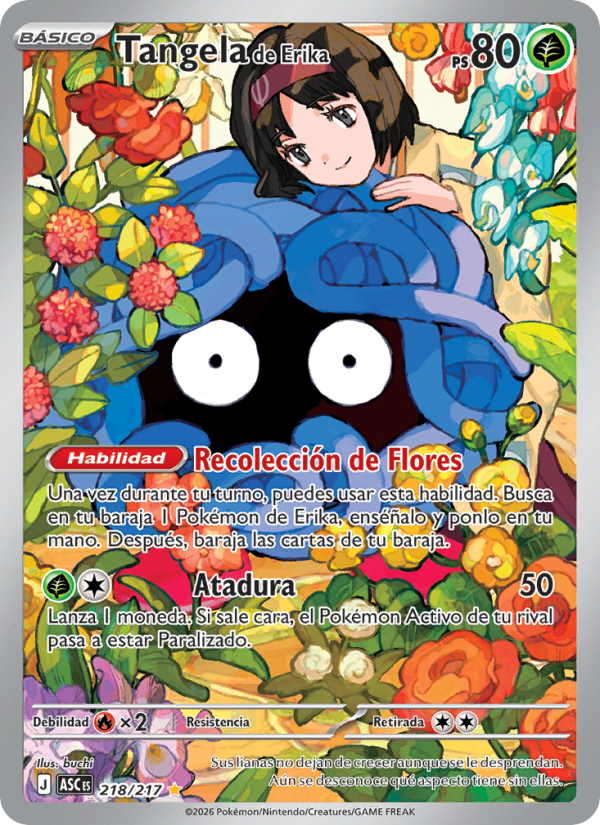 Tangela de Erika 218 — Héroes Ascendentes (Spanish Pokémon TCG card)