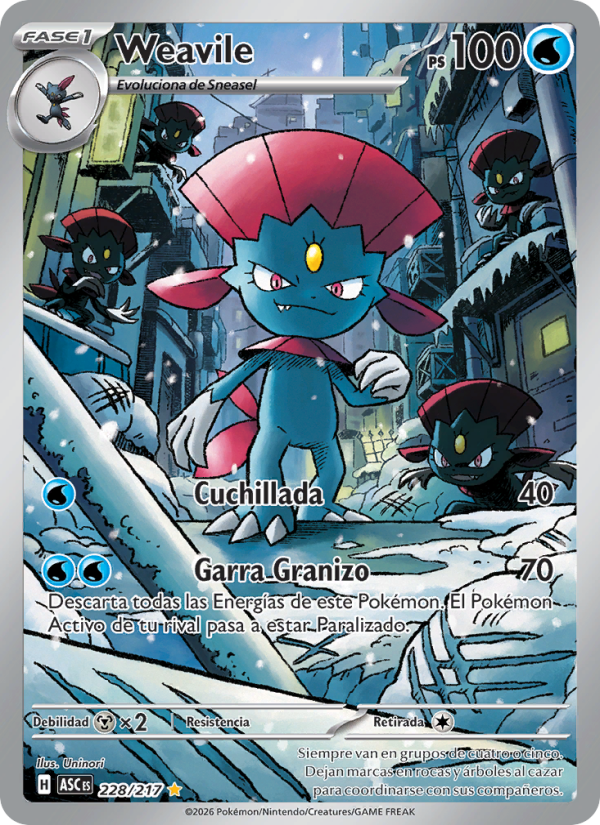 Weavile 228 — Héroes Ascendentes (Spanish Pokémon TCG card)