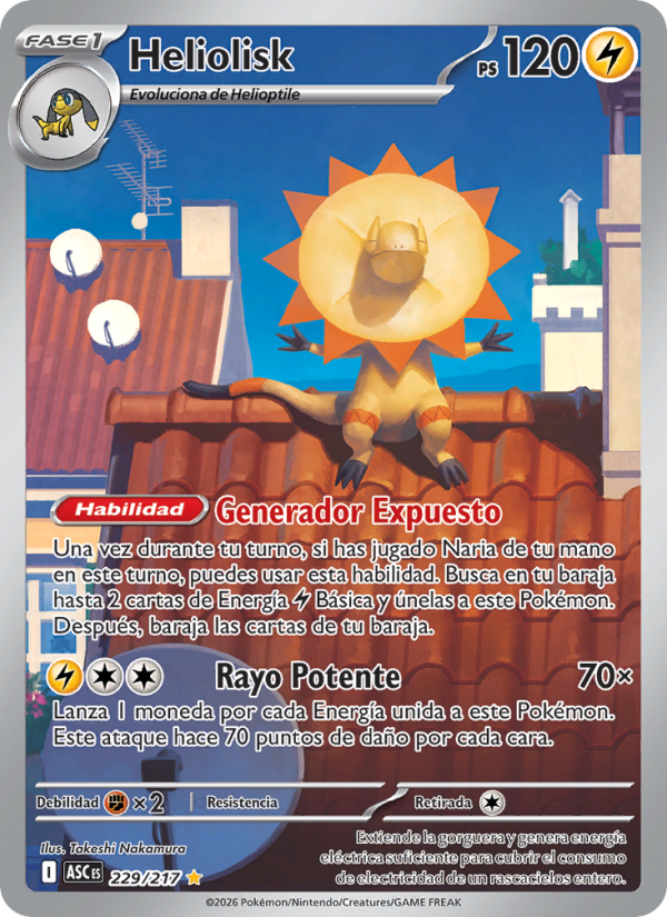 Heliolisk 229 — Héroes Ascendentes (Spanish Pokémon TCG card)